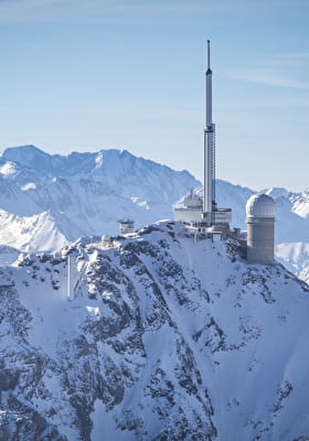 Observatory of the Pic du Midi de Bigorre in winter